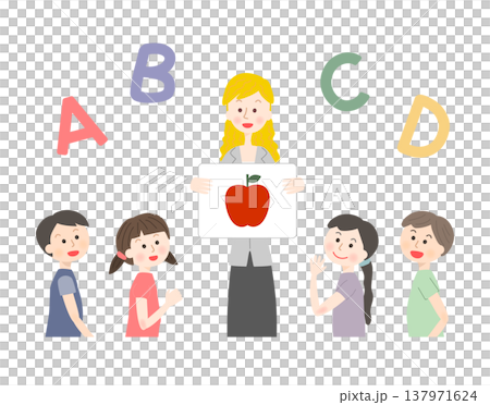 英語レッスンを受ける子供たち 137971624