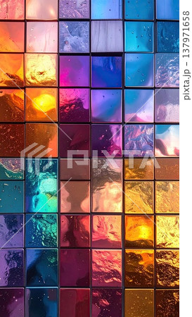 《AI画像》カラフルに輝くタイルの壁 《AI画像》カラフルに輝くタイルの壁 137971658