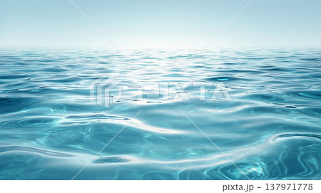 透明感のある水面と光の反射 青い水のテクスチャ 透明感のある水面と光の反射 青い水のテクスチャ 137971778