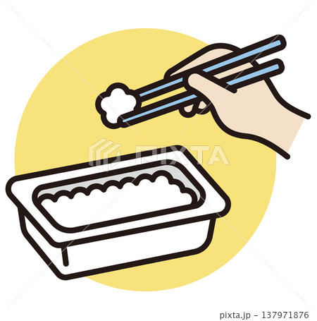 パックご飯のイラスト。レトルトのごはん。非常食、災害グッズ。 137971876