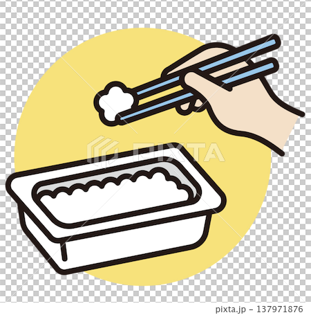 パックご飯のイラスト。レトルトのごはん。非常食、災害グッズ。 137971876