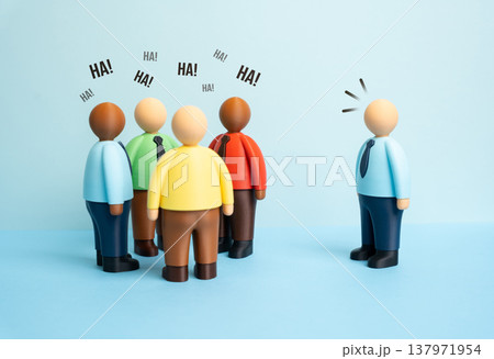 Office worker observing employees communicating. Rumors and gossip spread through the office environment. Informal workplace communication and social integration into the corporate team. Office worker observing employees communicating. Rumors and gossip spread through the office environment. Informal workplace communication and social integration into the corporate team. 137971954