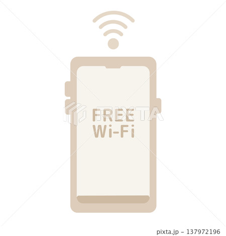 フリーWi-Fiとベージュ色のスマホのイラスト 137972196