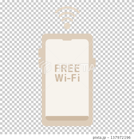 フリーWi-Fiとベージュ色のスマホのイラスト 137972196