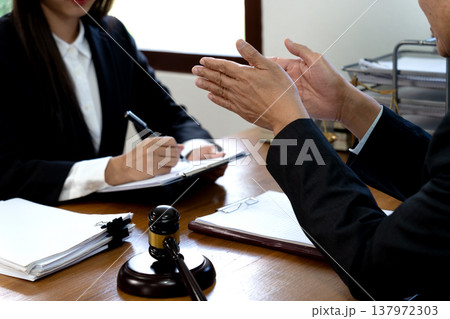 Lawyer manager elaborating on corporate legal 137972303