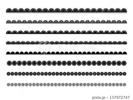 かわいいレースの境界・ライン素材　黒　The boundary of beautiful lace 137972747