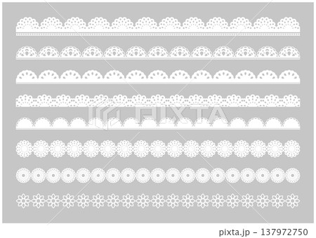 かわいいレースの境界・ライン素材　白　The boundary of beautiful lace 137972750