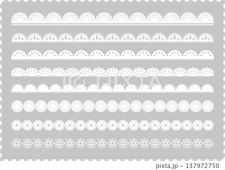 かわいいレースの境界・ライン素材　白　The boundary of beautiful lace 137972750