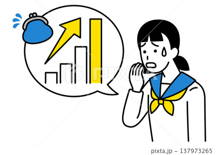 物価高騰で動揺する女子学生 137973265
