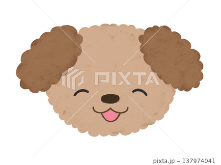 かわいい トイプードル にっこり 口開け 笑顔 表情 イラスト 137974041