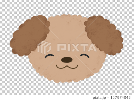 かわいい トイプードル にっこり 笑顔 口閉じ 表情 イラスト 137974043