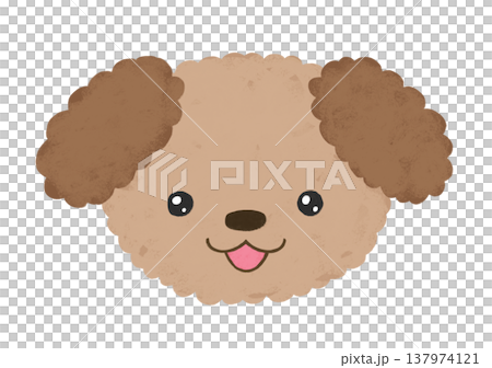 かわいい トイプードル うるうる目 口開け 笑顔 うれしい 表情 イラスト 137974121
