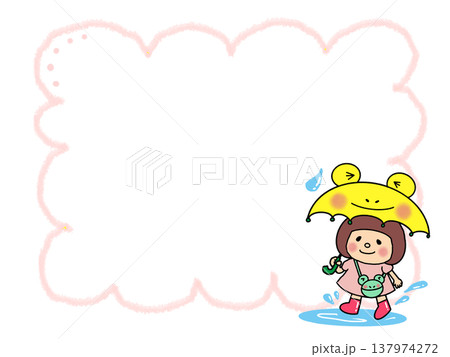 黄色い蛙の傘で梅雨もごきげんなカワイイおかっぱボブヘアの女子 黄色い蛙の傘で梅雨もごきげんなカワイイおかっぱボブヘアの女子 137974272