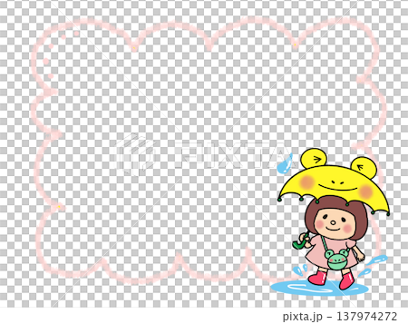 黄色い蛙の傘で梅雨もごきげんなカワイイおかっぱボブヘアの女子 黄色い蛙の傘で梅雨もごきげんなカワイイおかっぱボブヘアの女子 137974272