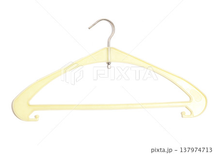 Plastic clothes hanger isolated on white background Plastic clothes hanger isolated on white background 137974713