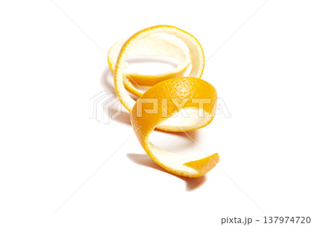 Peel of fresh orange fruit isolated on white background Peel of fresh orange fruit isolated on white background 137974720