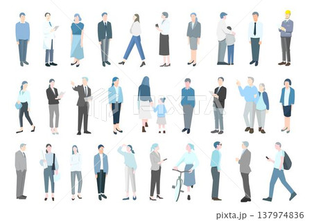 様々な人々ー様々な動作ー色々な職業のビジネスパーソンー人物ベクターアイコンセットイラスト素材 様々な人々ー様々な動作ー色々な職業のビジネスパーソンー人物ベクターアイコンセットイラスト素材 137974836