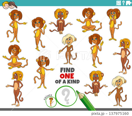 one of a kind puzzle activity with funny cartoon monkeys animals 137975160