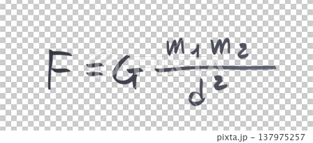 Newton's law of universal gravitation written with black marker Newton's law of universal gravitation written with black marker 137975257