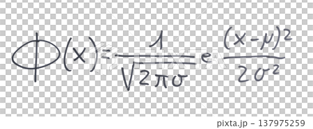 normal or Gaussian distribution formula written with black marker 137975259