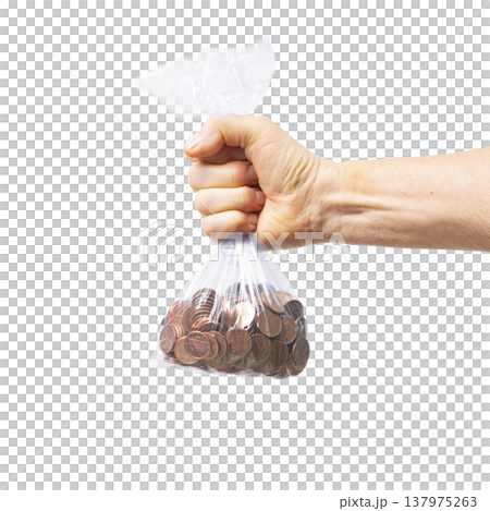 a clear plastic bag full of euro coins a clear plastic bag full of euro coins 137975263