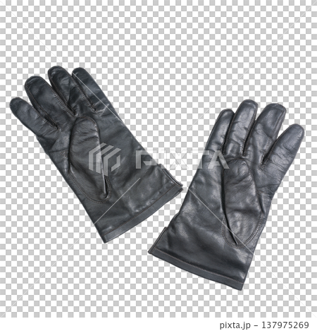 a pair of black leather gloves 137975269