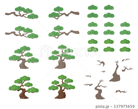 かわいい松の木のイラスト素材セット 137975659