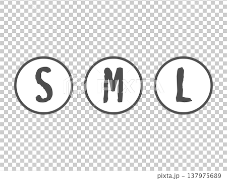 A set of black and white icon illustrations in S, M, and L sizes. 137975689