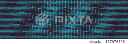 Abstract wavy grid pattern with blue lines on dark background 137976396