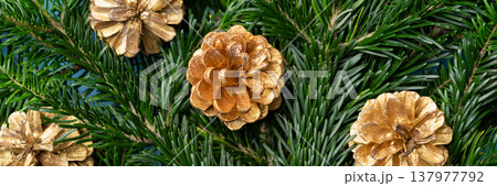 Christmas pine cones pattern banner festive Christmas pine cones pattern banner festive 137977792
