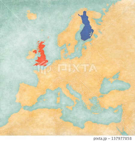Map of Europe - United Kingdom and Finland 137977858