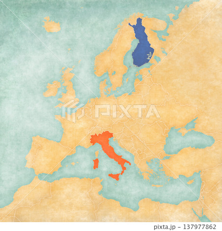 Map of Europe - Italy and Finland Map of Europe - Italy and Finland 137977862