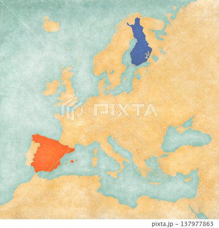 Map of Europe - Spain and Finland 137977863