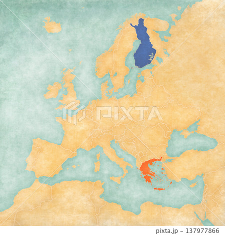 Map of Europe - Greece and Finland 137977866