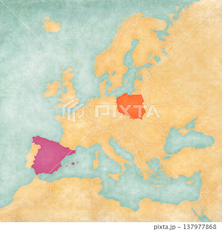 Map of Europe - Spain and Poland Map of Europe - Spain and Poland 137977868