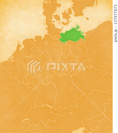 Ocher map of Germany - Mecklenburg-Vorpommern Ocher map of Germany - Mecklenburg-Vorpommern 137977873
