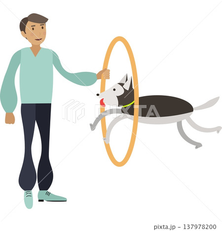 dog jumping through hoop vector icon dog jumping through hoop vector icon 137978200