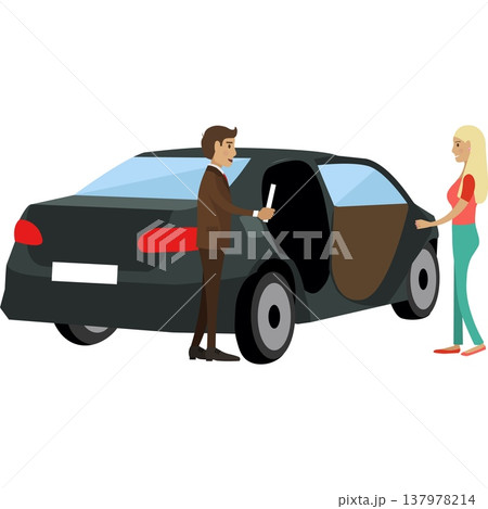 Woman entering car vector icon Woman entering car vector icon 137978214