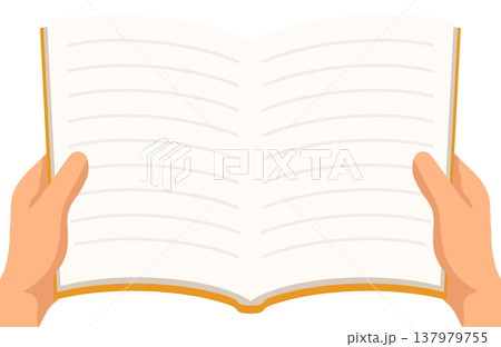 開いた本と手,シンプルなノート 137979755