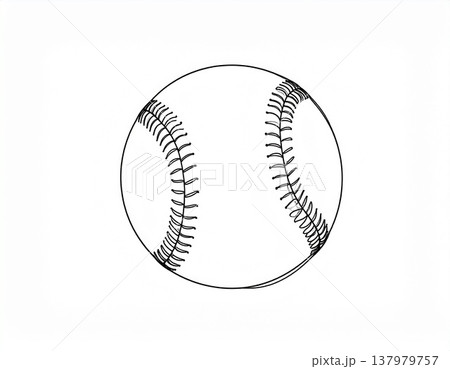 シンプル野球ボール線画イラスト素材 137979757