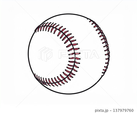 シンプル野球ボール線画イラスト素材 137979760
