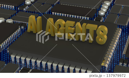 AI Agents Microchip Concept On Futuristic Circuit Board Technology Background 3d render. AI Agents Microchip Concept On Futuristic Circuit Board Technology Background 3d render. 137979972