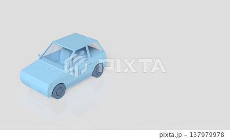 Minimal Blue Low Poly Compact Car 3D Model 137979978