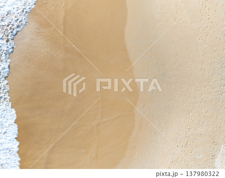 Beautiful sand summer landscape Top view sand beach background Beautiful sand summer landscape Top view sand beach background 137980322