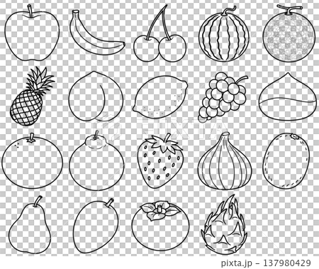 Various Fruit Line Drawings Various Fruit Line Drawings 137980429