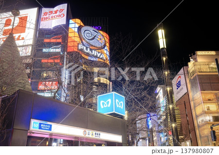 東京都、銀座数寄屋橋の夜景 東京都、銀座数寄屋橋の夜景 137980807