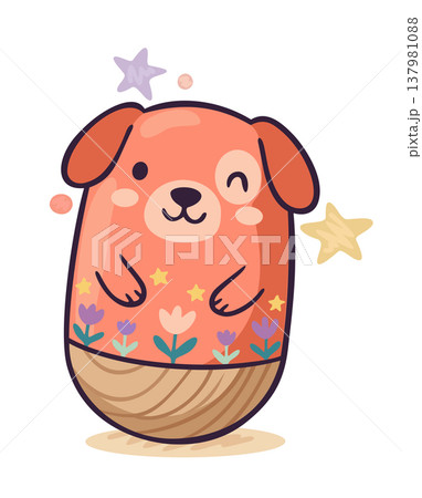 Cute kawaii dog. Roly poly toy. Tumbler doll. Vector isolated illustration Cute kawaii dog. Roly poly toy. Tumbler doll. Vector isolated illustration 137981088