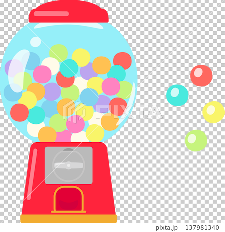 ボール状ガムの丸い販売機 137981340