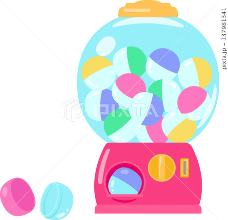取り出し口にカプセルが出ている丸いカプセルトイマシーン 取り出し口にカプセルが出ている丸いカプセルトイマシーン 137981341