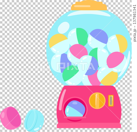 取り出し口にカプセルが出ている丸いカプセルトイマシーン 取り出し口にカプセルが出ている丸いカプセルトイマシーン 137981341